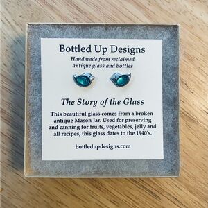 Silver Earrings with Teal Glass